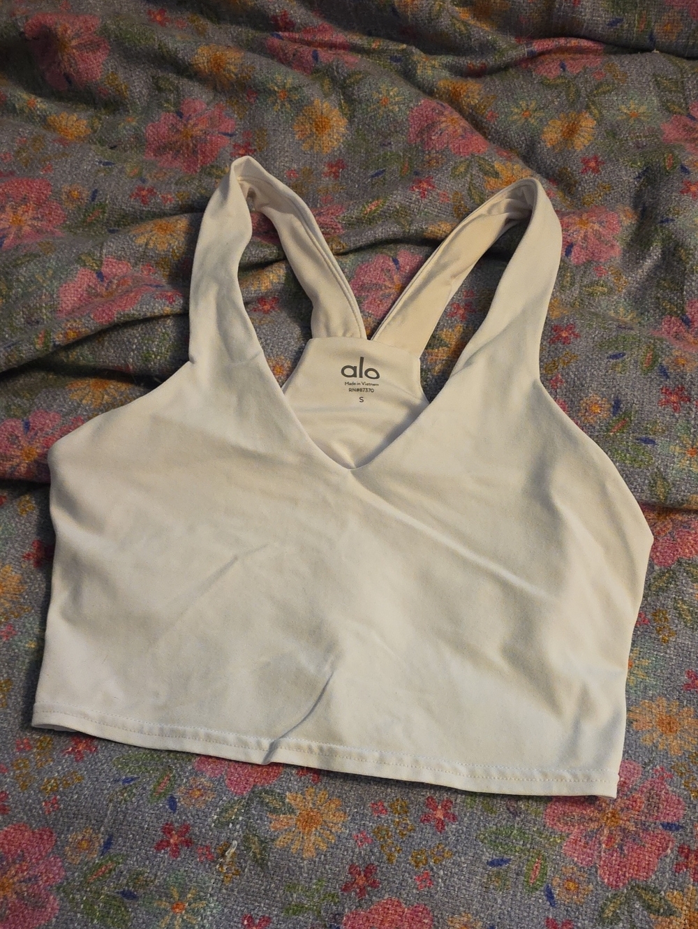 ALO Yoga White Crop Sports Bra Top